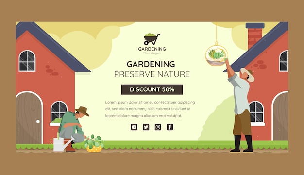 Vecteur gratuit conception de modèle de fond de vente de jardinage