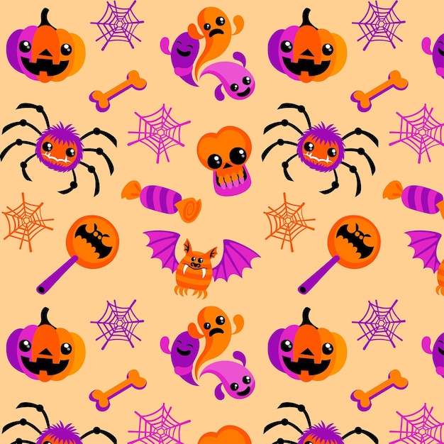 Vecteur gratuit conception de modèle d'halloween dessiné à la main