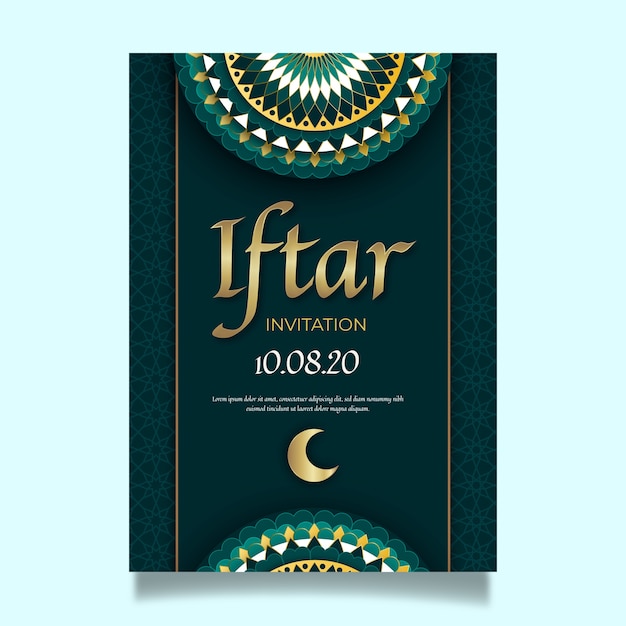 Vecteur gratuit conception de modèle d'invitation iftar