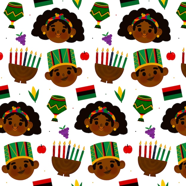 Vecteur gratuit conception de modèle de kwanzaa dessiné à la main