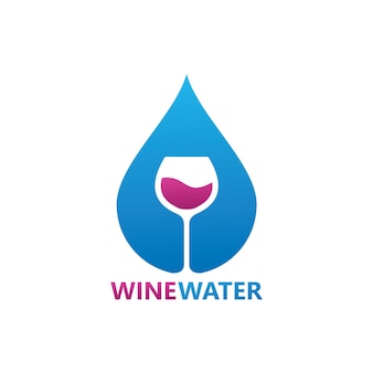 Conception de modèle de logo d'eau de vin