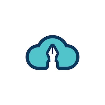 Conception de modèle de logo d'écrivain nuage