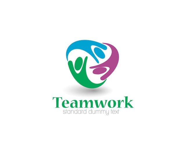 Conception de modèle de logo de travail d'équipe.