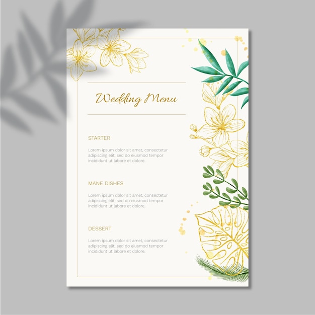 Conception De Modèle De Menu De Mariage Floral