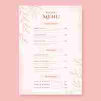 Vecteur gratuit conception de modèle de menu de mariage