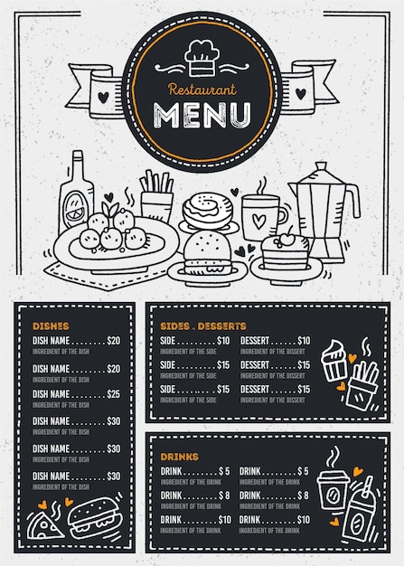 Vecteur gratuit conception de modèle de menu de restaurant