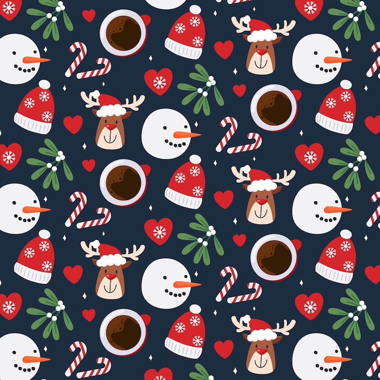 Vecteur gratuit conception de modèle de noël plat dessiné à la main