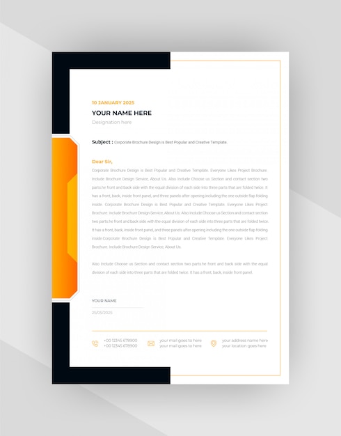 Vecteur gratuit conception de modèle de papier à en-tête d'entreprise jaune et noir.