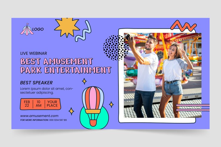 Vecteur gratuit conception de modèle de parc d'attractions dessiné à la main