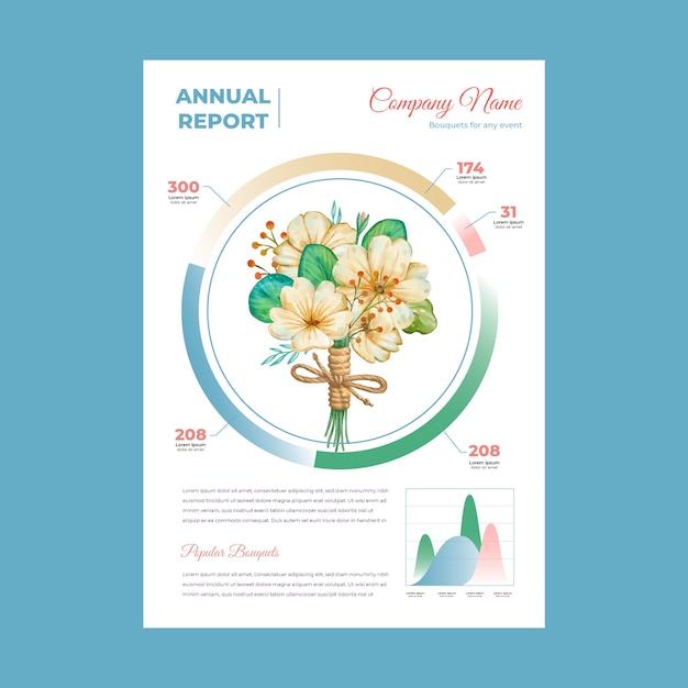 Vecteur gratuit conception de modèle de rapport annuel de fleuriste