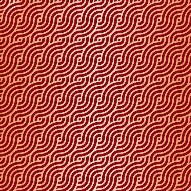 Vecteur gratuit conception de motif de vague à thème japonais rouge et or