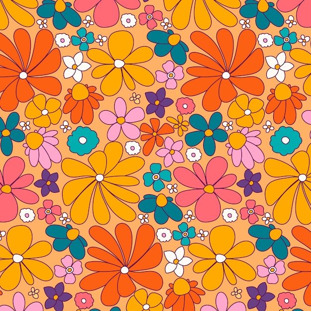 Vecteur gratuit conception de motifs de fleurs groovy