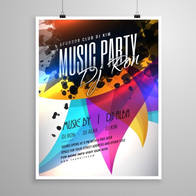 La Conception De La Musique Party Flyer Template Avec Des Formes Abstraites Colorées