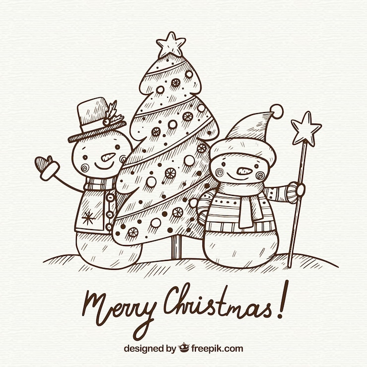 Vecteur gratuit conception de noël dessiné de main mignon