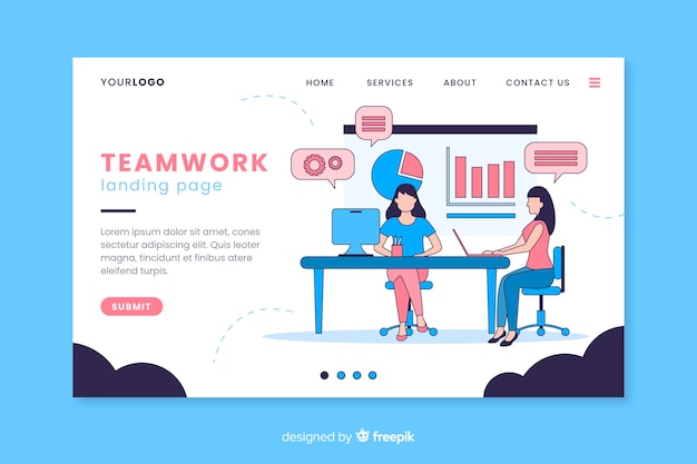 Conception Numérique De Pages D'atterrissage De Travail D'équipe