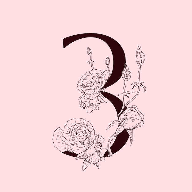 Conception de numéro floral design plat