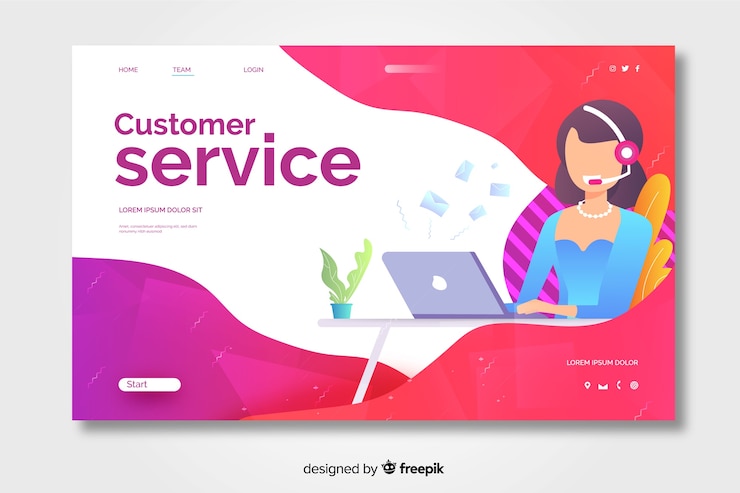 Vecteur gratuit conception de la page d'atterrissage du service à la clientèle