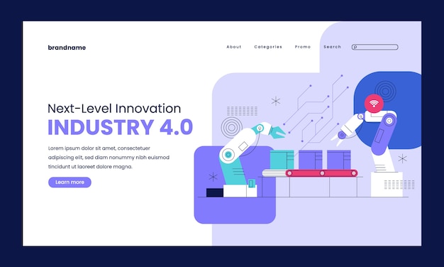 Vecteur gratuit conception de la page d'atterrissage de l'industrie 4.0