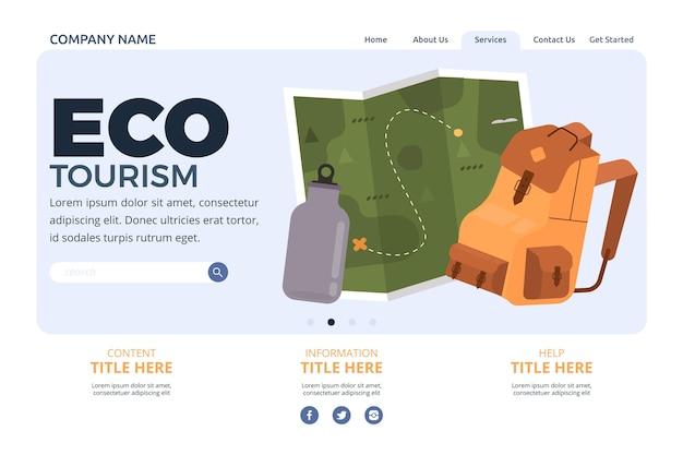 Vecteur gratuit conception de la page de destination de l'écotourisme