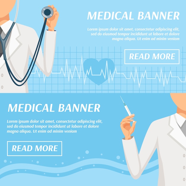 Vecteur gratuit conception de pages web de bannières horizontales médicales