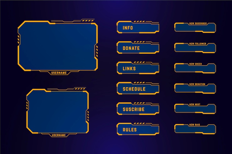 Vecteur gratuit conception de panneaux de flux twitch