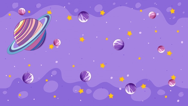 Vecteur gratuit conception avec des planètes sur violet