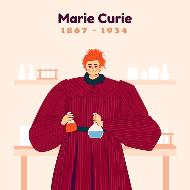 Conception Plate Illustration De Marie Curie