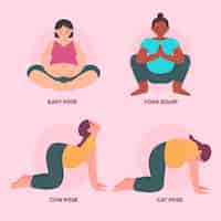 Vecteur gratuit conception plate de pack de yoga de grossesse