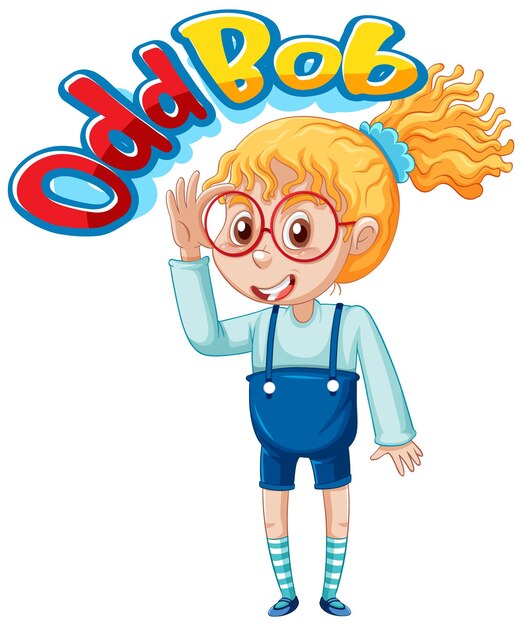 Conception de polices de logo Odd Bob avec une fille ringard