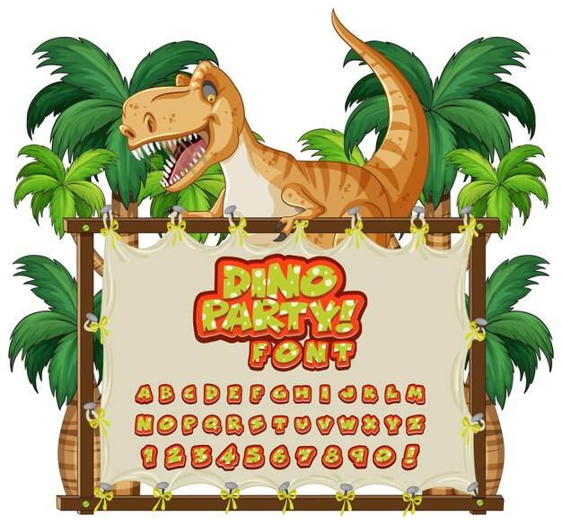 Conception de polices pour les alphabets anglais en personnage de dinosaure sur canva