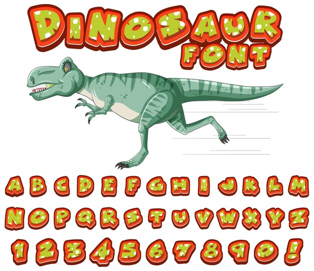 Conception de polices pour les alphabets anglais en personnage de dinosaure