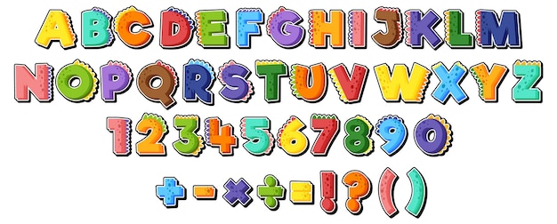 Vecteur gratuit conception de polices pour les alphabets et les chiffres en anglais