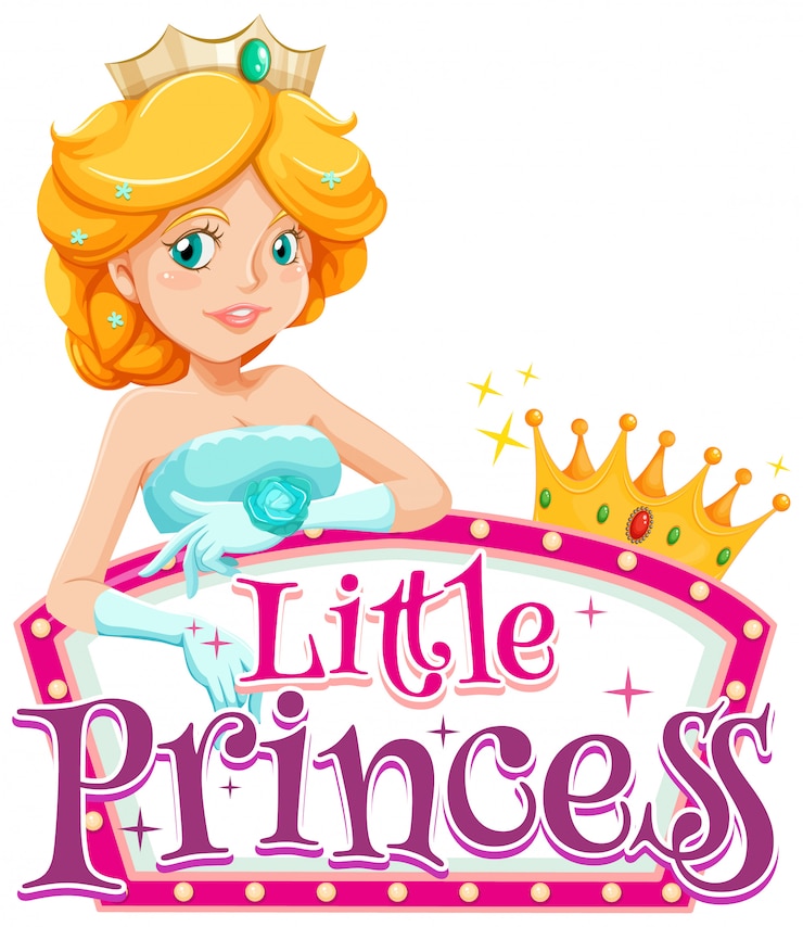 Vecteur gratuit conception de polices pour le mot petite princesse avec une princesse mignonne sur fond blanc