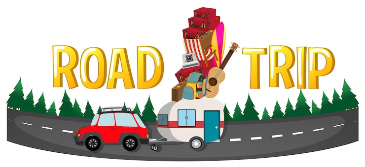 Vecteur gratuit conception de polices pour mot road trip