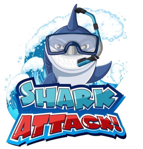 Vecteur gratuit conception de polices pour les mots attaque de requin