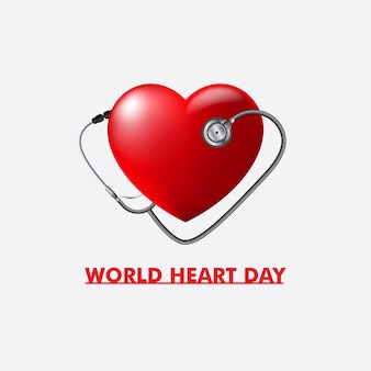 Conception de poste pour la journée mondiale du cœur avec modèle de stéthoscope sensibilisation joyeuse à la journée mondiale de la santé