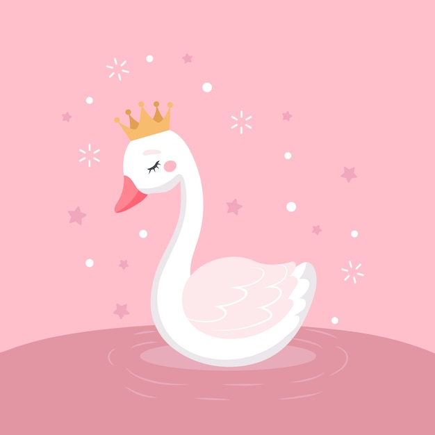 Vecteur gratuit conception de princesse cygne illustrée