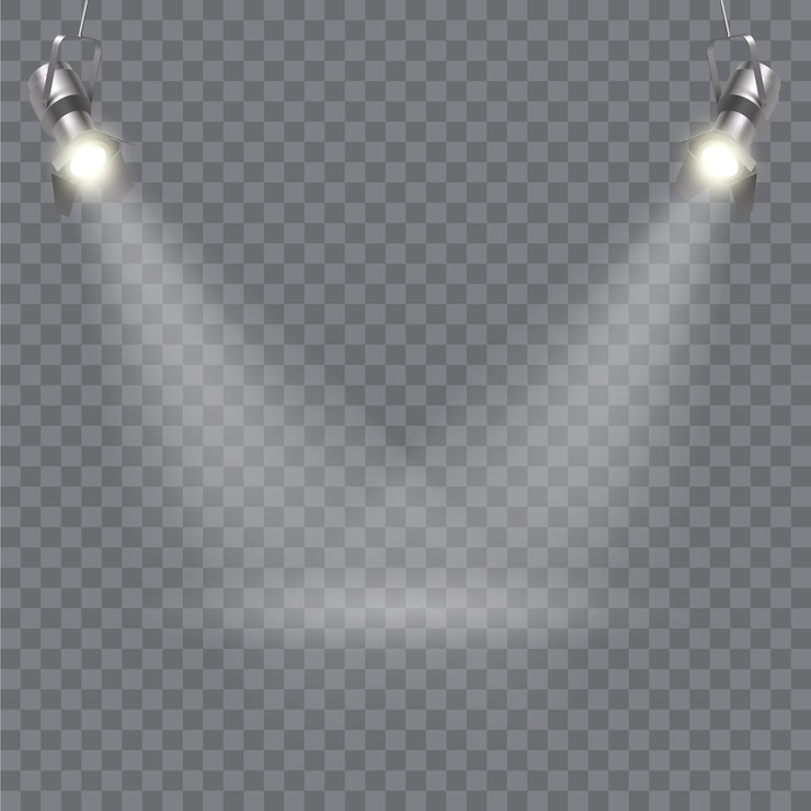 Vecteur gratuit conception de projecteur moderne avec deux projecteurs et rayons lumineux croisés