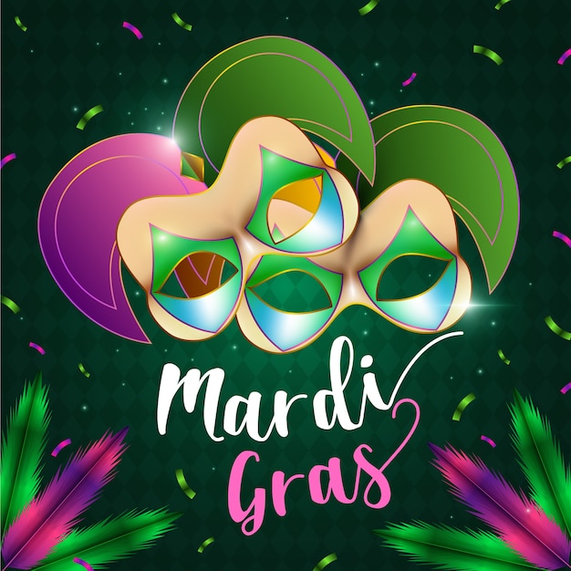 Vecteur gratuit conception réaliste pour l'événement du mardi gras