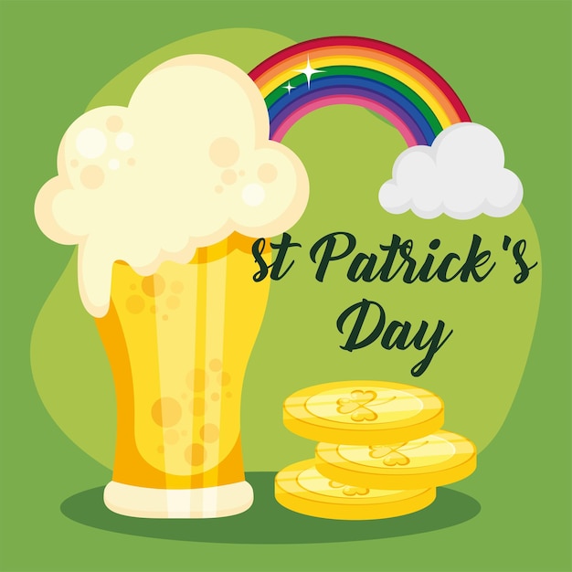 Conception De Saint Patricks Day Avec Verre à Bière Et Arc-en-ciel