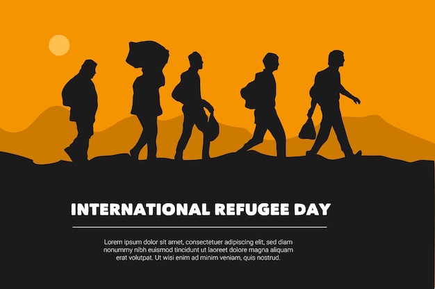 Vecteur gratuit conception de silhouettes pour la journée mondiale des réfugiés