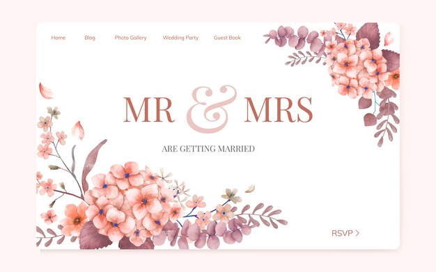 Conception de site d&#39;invitation de mariage floral
