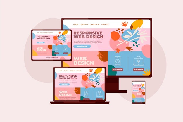 Conception de site Web réactif au design plat