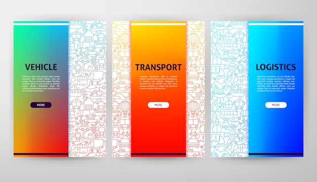 Conception de sites web de brochures sur les transports. illustration vectorielle du modèle de contour.