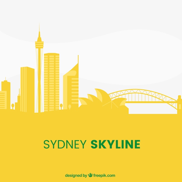 Vecteur gratuit conception de skyline sydney jaune