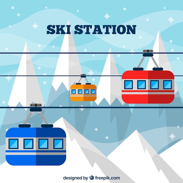 Vecteur gratuit conception de station de ski plat