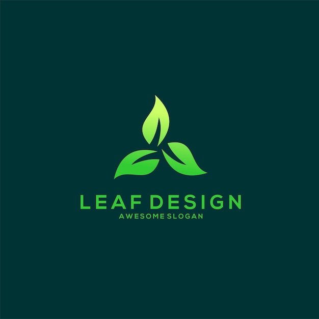 Vecteur gratuit conception de style dégradé minimaliste logo feuille
