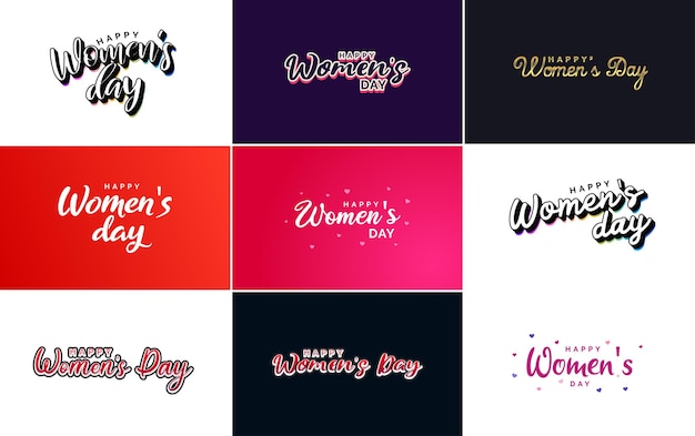 Vecteur gratuit conception typographique du 8 mars sertie de texte happy women's day