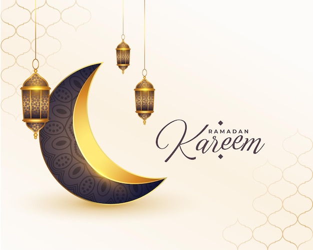 Vecteur gratuit conception de voeux 3d ramadan kareem réaliste eid lune