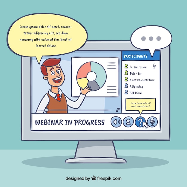 Vecteur gratuit conception de webinaire avec ordinateur